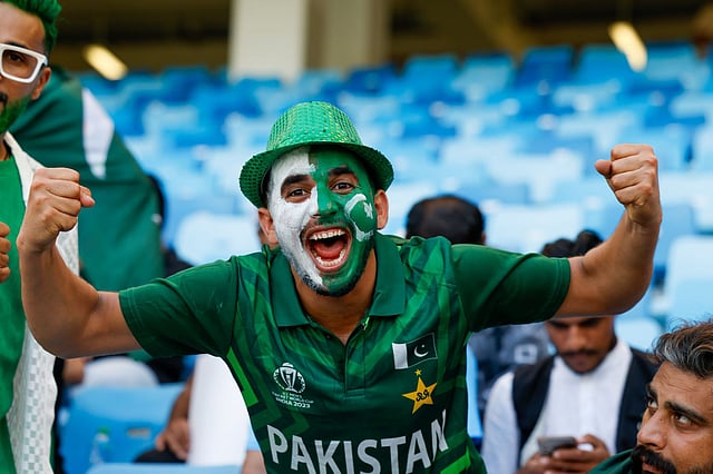 Fans at the India vs Pakistan DP World Asia Cup final at Dubai International stadium.