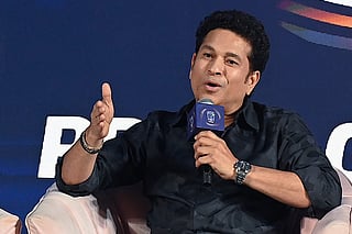 India's former cricket player and core committee member of the Indian Street Premier League, Sachin Tendulkar, speaks during a press conference for the ISPL season 3 in Mumbai on September 28, 2025.