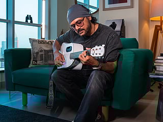 Pakistani singer Faisal Kapadia of Strings fame at his apartment in Dubai