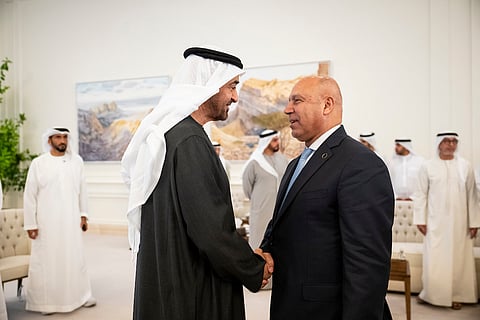 Sheikh Mohamed receives a delegation from Global Rail Transport Infrastructure Exhibition and Conference (GRTIEC), during a Sea Palace barza.