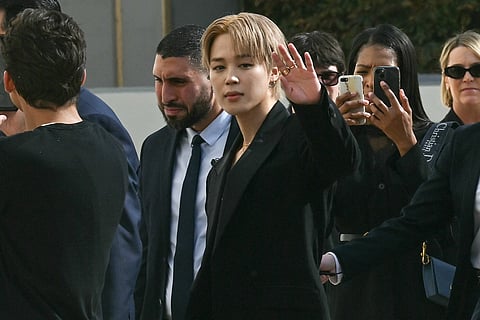 BTS's Jimin at the Fashion Week. 