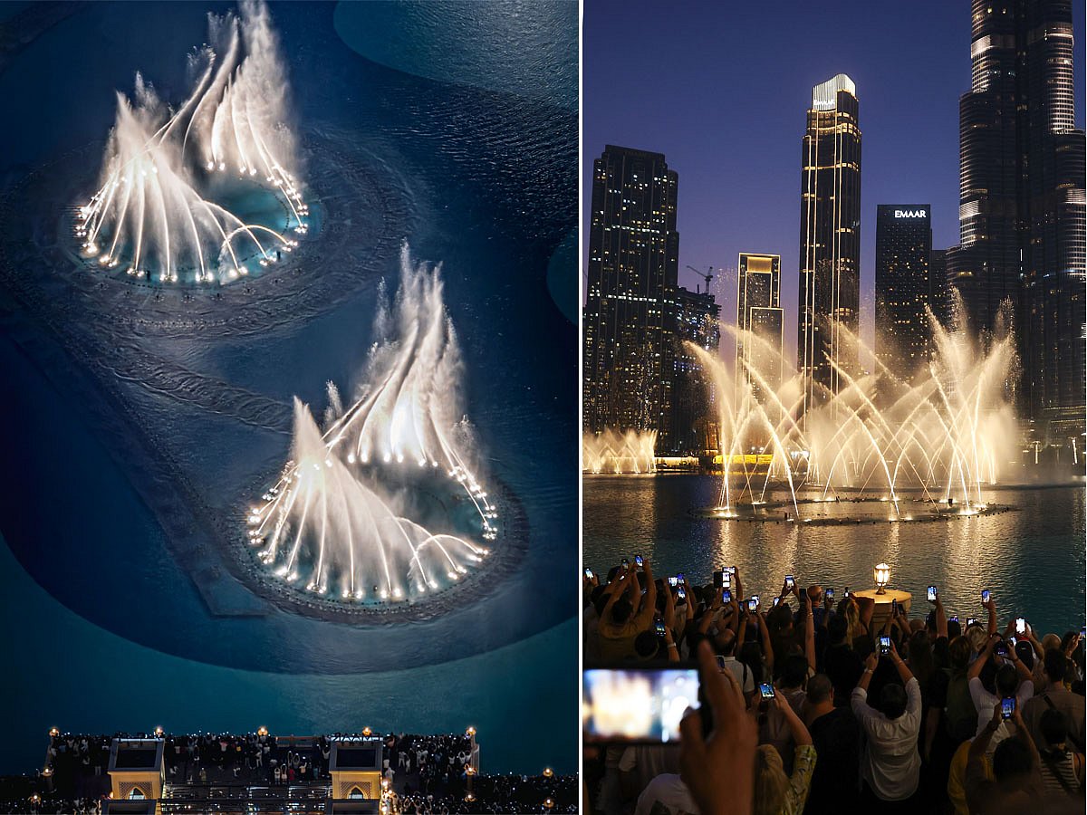 The newly reopened Dubai Fountain dazzles once again, enthralling audiences with its refreshed water choreography, enhanced lighting, and upgraded sound systems. In this image, taken moments after its much-anticipated comeback, the fountain soars to heights of 140 metres, releasing jets of water in graceful arcs that dance to music across genres. 