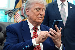 US President Donald Trump in the Oval Office of the White House. Trump said a US–Iran deal could be signed on Sunday amid conflicting signals over the agreement.
