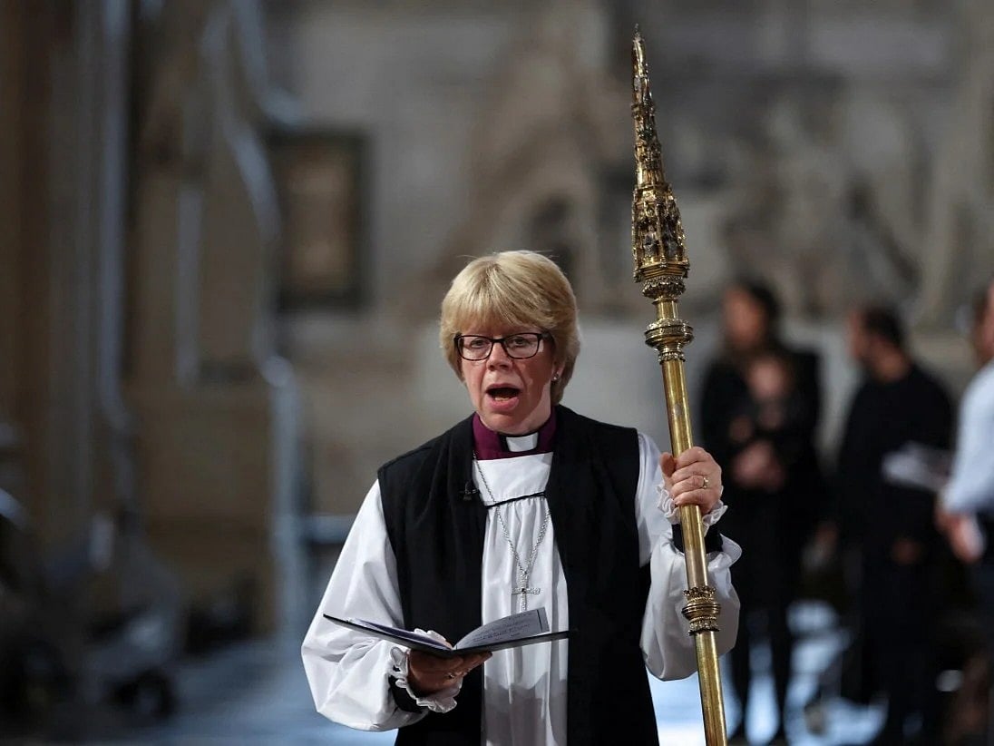 The Bishop of London, Sarah Mullally attends a Service.
