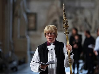 The Bishop of London, Sarah Mullally attends a Service.