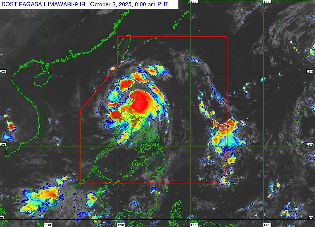 Tropical Storm Paolo has gained more strength as it hits land in Northern Philippines at 8.33 am on Friday (October 3, 2025)