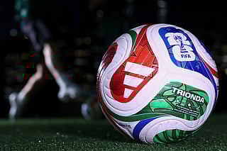 The 2026 FIFA Men's World Cup match ball named Trionda is pictured during its unveiling in New York on October 2, 2025.