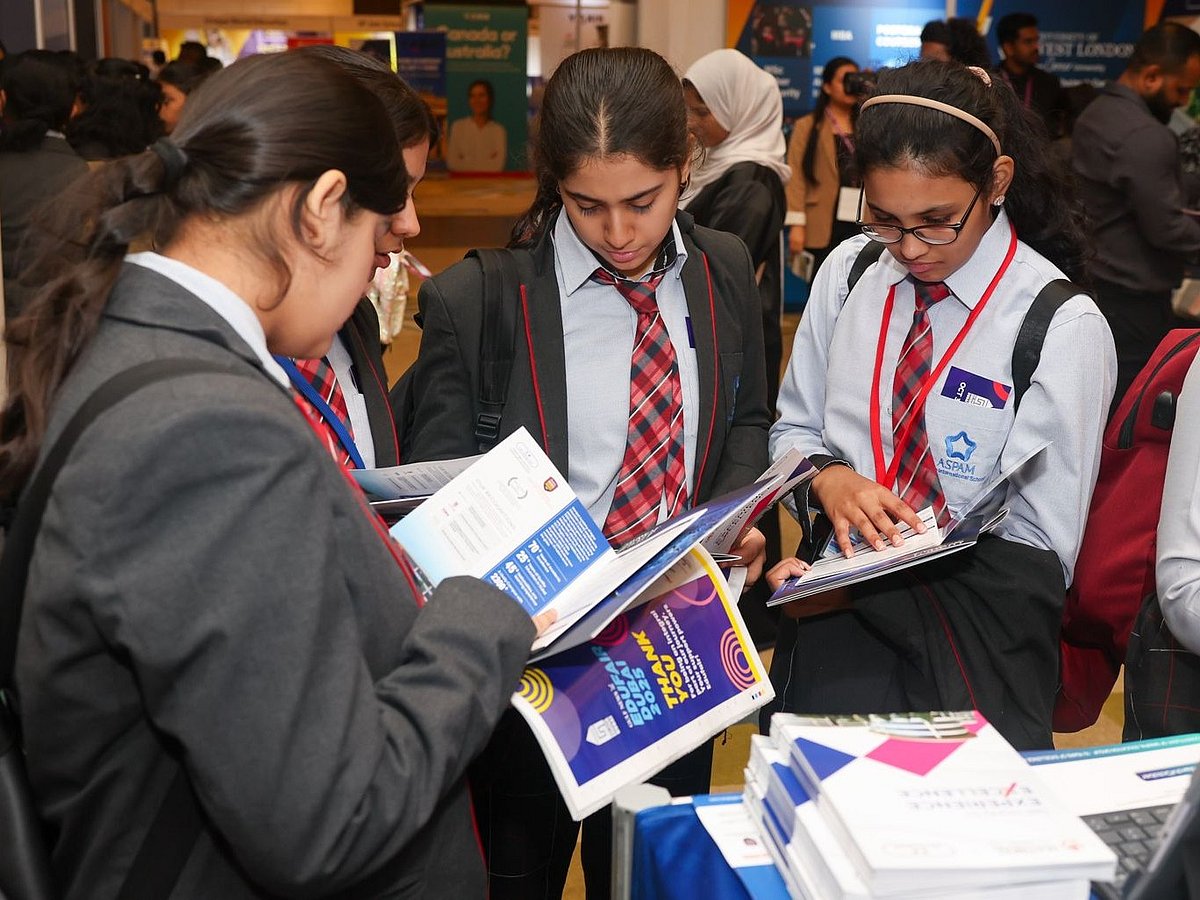 Students of ASPAM Indian International School visiting the Gulf News Edufair Dubai 2025. Photo: Virendra Saklani/ Gulf News
