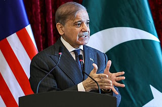 Pakistan's Prime Minister Shehbaz Sharif speaks during a joint press conference with Malaysia's Prime Minister Anwar Ibrahim (not pictured) in Putrajaya on October 6, 2025.