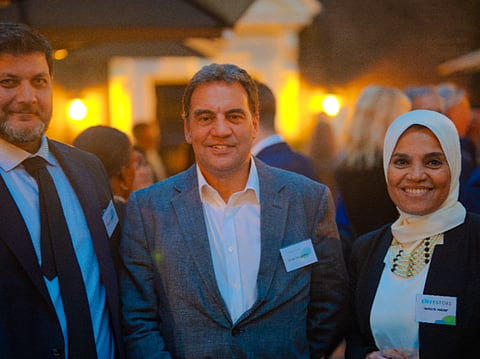 From left: Baker Abu Sido, CEO of Baker and Co. Associates; Scott Haughton, COO of Envestors; and Iman Elsherif, Investment Manager of Envestors during the Innovator Founder Visa Annual Report at the historic Naval and Military Club, The In & Out, in London on September 2