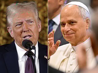 A combo photo of US President Donald Trump and Pope Leo XIV