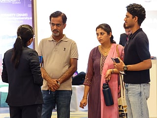 Parents and children explore higher education opportunities at Gulf News Edufair Dubai 2025.