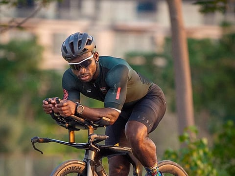 Dubai-based athlete Ghani Souleymane takes on challenge of 100 triathlons in 100 days to support children battling cancer.
