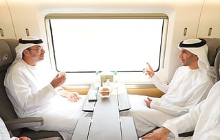 UAE Minister of Foreign Trade Thani bin Ahmed Al Zeyoudi with Etihad Rail CEO Shadi Malak.
