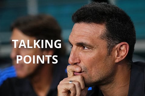 Lionel Scaloni, Head Coach of Argentina looks on prior to the International Friendly between Argentina and Venezuela at Hard Rock Stadium on October 10, 2025 in Miami Gardens, Florida.