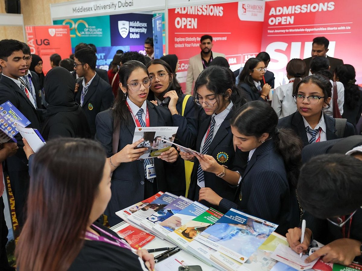 Students from schools across Abu Dhabi attend the Gulf News Edufair 2025. Photo: Virendra Saklani/Gulf News