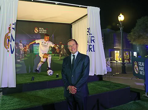 Kylian Mbappé's waxwork is unveiled at Real Madrid World, Dubai, by former player and club legend Emilio Butragueño 