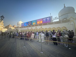 Long queues build up at Global Village gates as visitors rush in before opening
