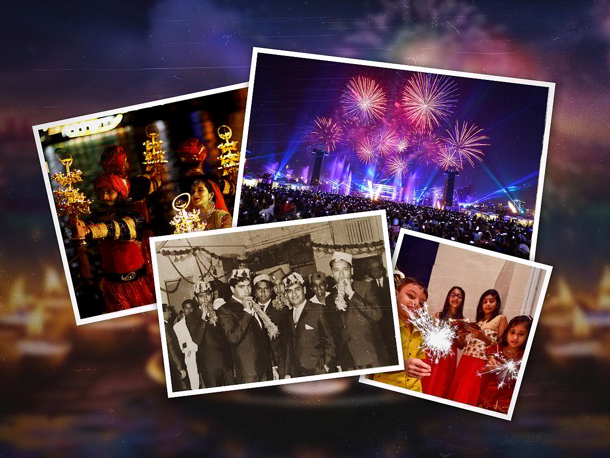 A beautiful then-and-now glimpse of Diwali in the UAE — from intimate gatherings and oil lamps of the past to today’s grand celebrations glowing across cities with lights, music, and togetherness.