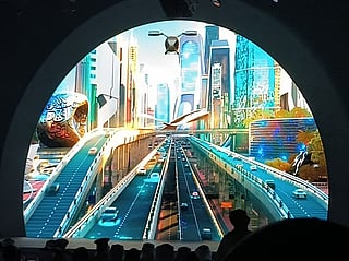 A dynamic visual of Dubai’s futuristic mobility vision showcased during a recent event by the Roads and Transport Authority (RTA).