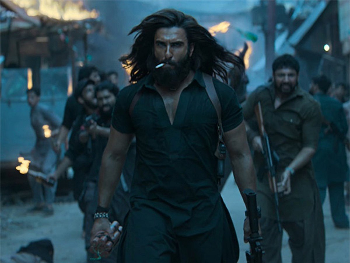 Ranveer Singh is seen in a screengrab from the film 'Dhurandhar'.