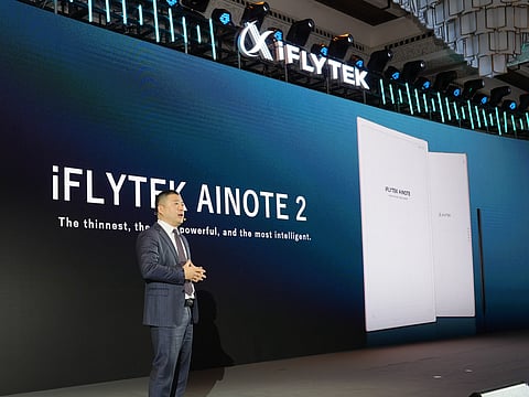 Vincent Zhan, Vice President of iFLYTEK’s, unveils iFLYTEK AINote 2 in Dubai 
