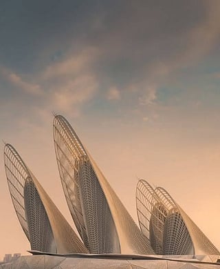 The Zayed National Museum building in Abu Dhabi was inspired by a falcon's wing