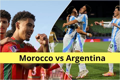 u20 players from Morocco and Argentina celebrating their goals