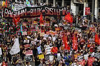Filipino students from various universities take part in an anti-corruption protest in Manila on October 17, 2025.