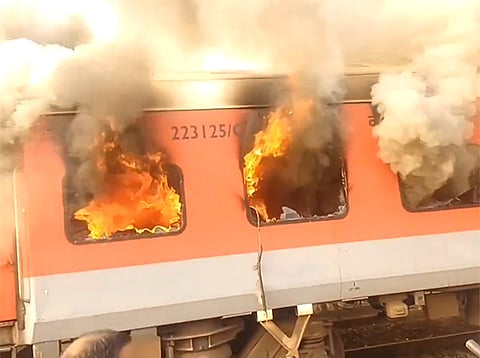 Railway officials said smoke was detected around 7.30am, prompting staff to immediately alert authorities and move passengers to adjoining coaches. 