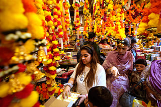 Shoppers pick vibrant garlands and décor items as preparations for Diwali gather pace in the UAE.