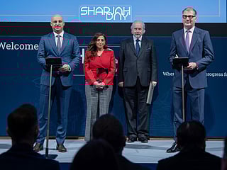 Sheikha Bodour bint Sultan Al Qasimi (second from left), is seen during the Sharjah Day’ event in London. 