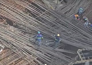 A still from a video shows a construction site where a worker reportedly perished following an accident in Manila’s Bonifacio Global City (BGC) district on Monday, October 20, 2025, 