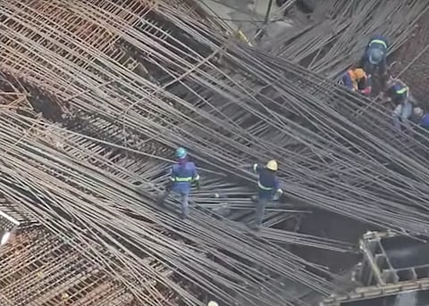 A still from a video shows a construction site where a worker reportedly perished following an accident in Manila’s Bonifacio Global City (BGC) district on Monday, October 20, 2025, 
