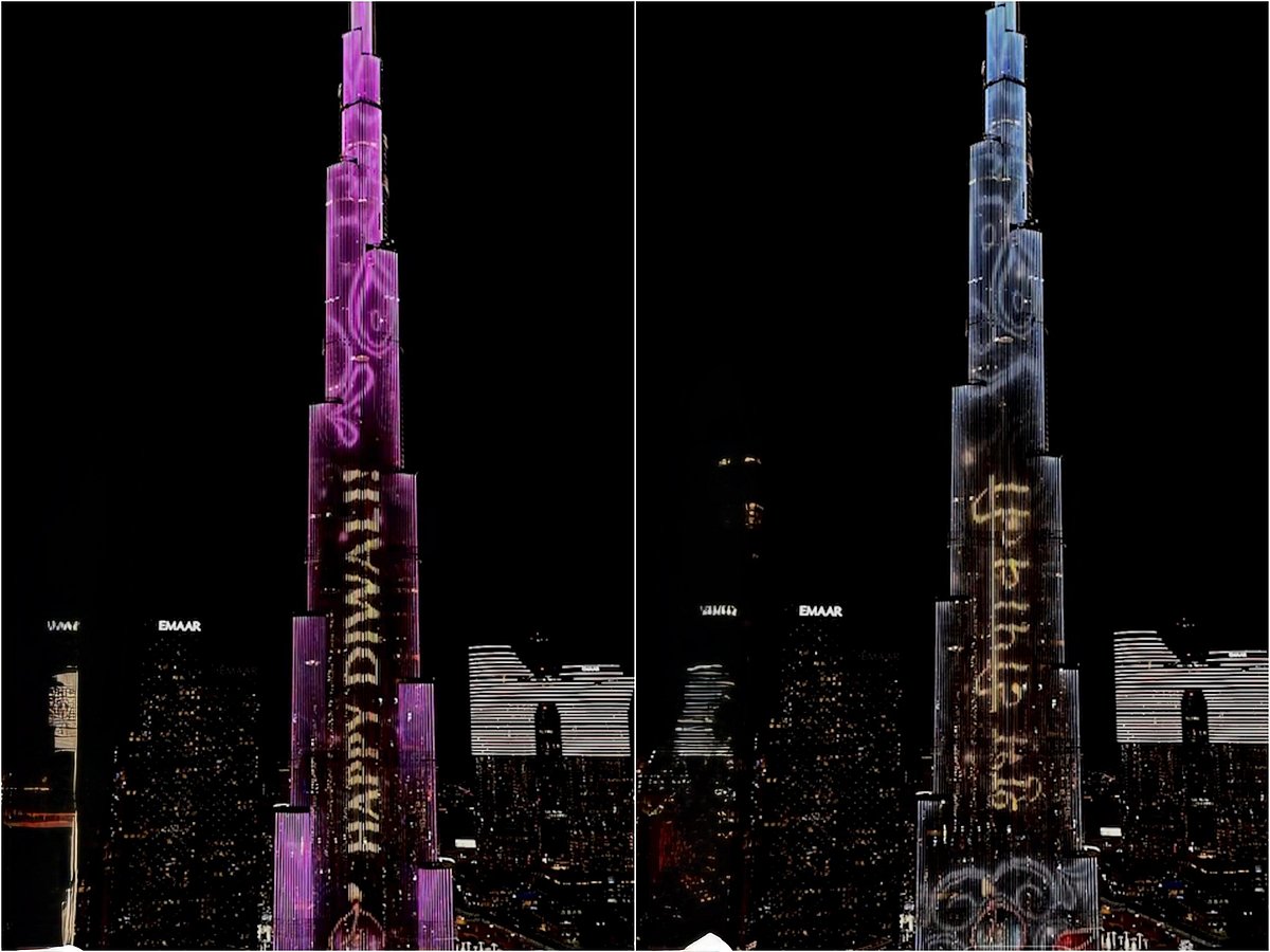Burj Khalifa's Happy Diwali wishes in English and Hindi 