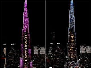 Burj Khalifa's Happy Diwali wishes in English and Hindi 