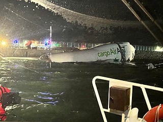 The Boeing B747 cargo aircraft slid off course at Hong Kong International Airport around 3:50 am on Monday (October 20) local time, upon arrival, as per local media. 


