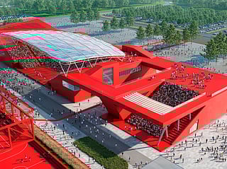 An artist's impression of the Main Building of Expo 2027 Belgrade. Play for Humanity: Sport and Music for All will be the central theme governing initiatives and activities at Expo 2027