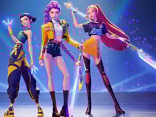 KPop Demon Hunters. From left: Zoey, Rumi, and Mira