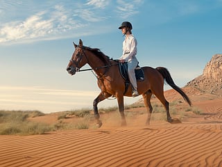 Mleiha offers horseback riding in its scenic arena.