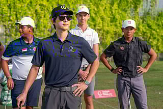 Song Joong-ki playing golf in Emirates Golf Club's Majlis course