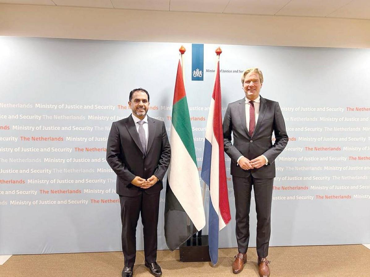 Abdullah Sultan bin Awad Al Nuaimi, Minister of Justice of the United Arab Emirates, with Minister of Justice and Security of the Kingdom of the Netherlands, Fort van Oosten