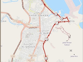 A map of the Oceanic Khorfakkan Triathlon Race route. is it in your way?