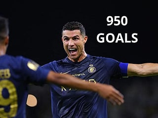 Nassr's Portuguese forward #07 Cristiano Ronaldo (R) celebrates with Nassr's Saudi midfielder #29 Abdulrahman Ghareeb after scoring a goal during the Saudi Pro League football match between Al-Nassr and Al-Hazem at the King Abdullah Sports City in Buraidah, on September 2, 2023.