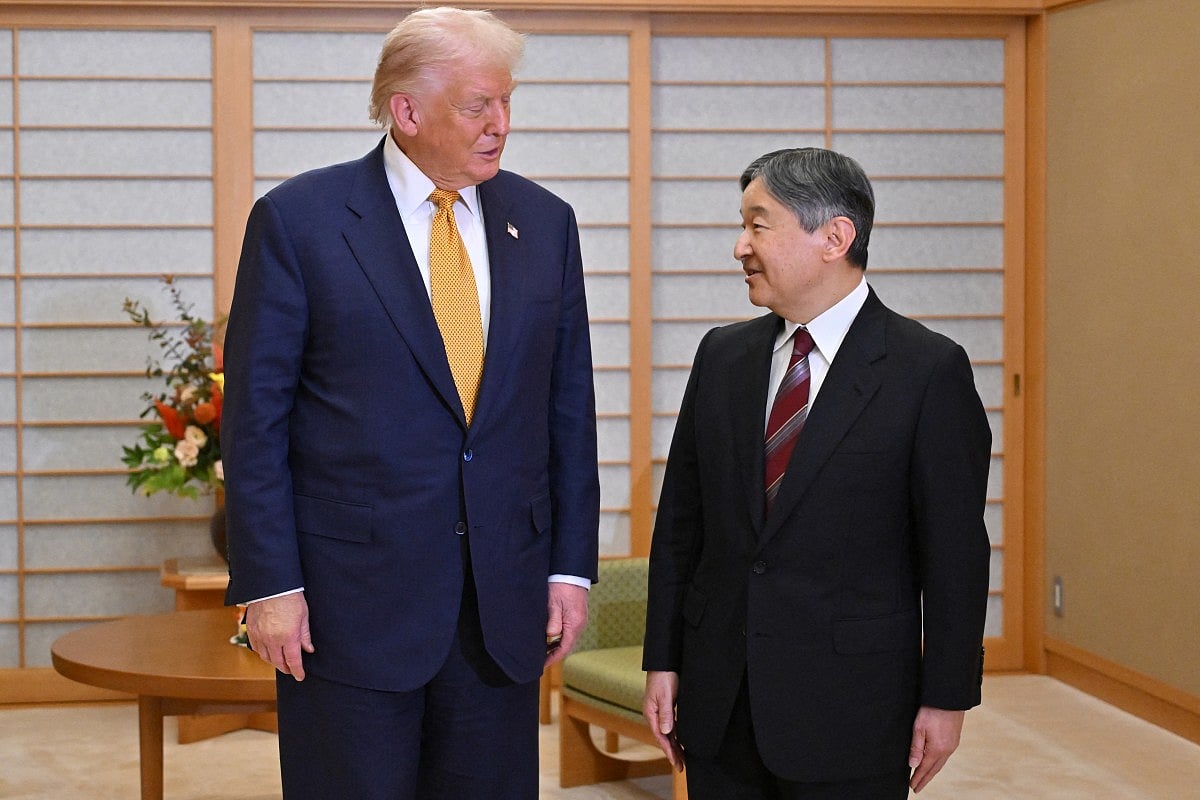US President Donald Trump meets with Japan's Emperor Naruhito at the Imperial Palace in Tokyo on October 27, 2025.