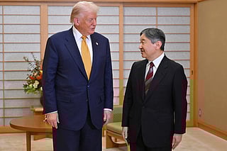 US President Donald Trump meets with Japan's Emperor Naruhito at the Imperial Palace in Tokyo on October 27, 2025.