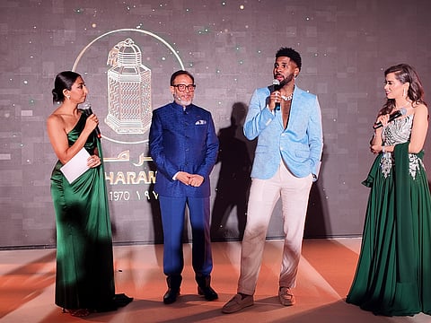 Host Priti Malik with Mohammed Mahtabur Rahman, Chairman and Managing Director of Al Haramain Perfumes Group; Munira Rahman, Director, Brand Ambassador and Chief Marketing Officer; and global pop icon Jason Derulo at the launch event