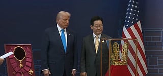 South Korean President Lee Jae Myung gifts US President Donald Trump a replica of ancient gold crown and awards the highest state medal.