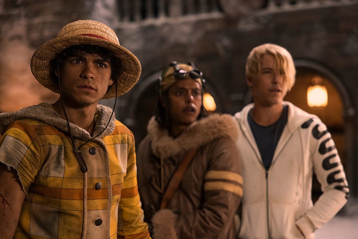 Iñaki Godoy (Luffy), Jacob Romero (Usopp), and Taz Skylar (Sanji) from season 2 sneak peak