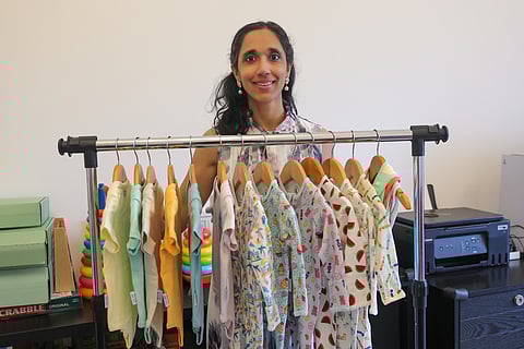 Nadira, founder of Lullaby Bloom, a new organic cotton baby clothing brand.  